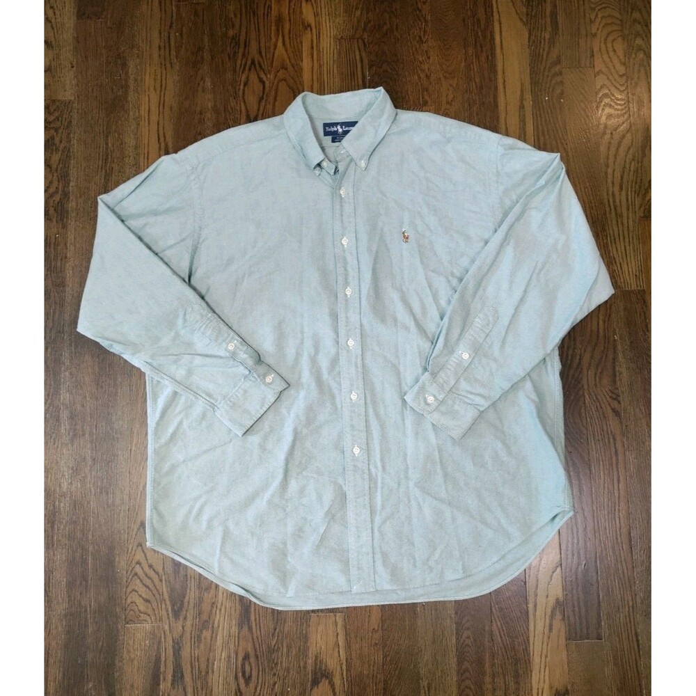 Ralph Lauren Blake Button Down Shirt Men's XL Light Green Long Sleeve Cotton EUC